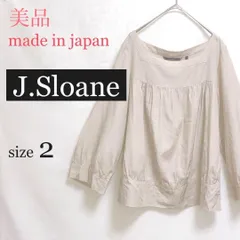 2【 超美品 | J.SLOAN / ェイスローアン 】 日本製 シワ加工サマーブラウス ギャザー デコルテ 長袖 春夏 V025_2406/104のサムネイル