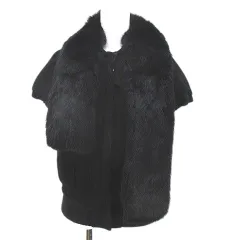 レッド ヴァレンティノ RED VALENTINO 半袖 ジップアップ レザージャケット 42 黒系 ブラック ファー ポケットのサムネイル