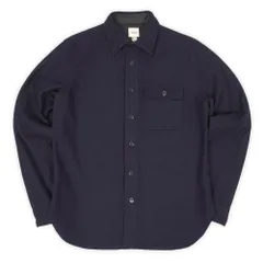 ランズエンド LANDS' END 00s Y2K 2000年代 ウール CPOシャツ US NAVY ミリタリーモチーフ 珍品 無地 片ポケ USA ヴィンテージ アメリカ 古着 メンズ シャツ ダークネイビー 濃紺 M【中古】