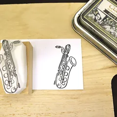 消しゴムはんこ　バリトンサックス　バリサク　サックス吹きさん　吹奏楽