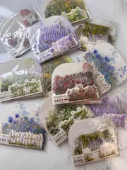 217. お花　ステッカー　コラージュ　素材　手帳　シール