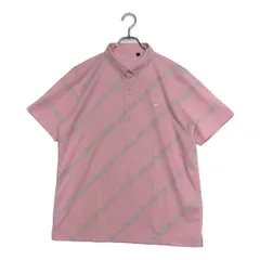 中古 メンズ キャロウェイ Callaway 半袖ポロシャツ LL ピンク×グレー ボタンダウン 総柄