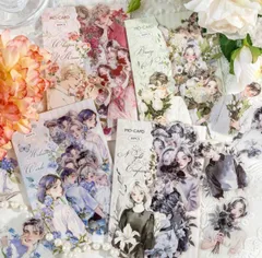 218. お花と人物　ステッカー　かわいい　かっこいい　綺麗　男性　女性　男の子　女の子　コラージュ　素材