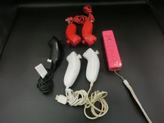 【TAKA59-55】◇ジャンク品 NIntendo 任天堂 Wii 周辺機器 アクセサリー Wiiリモコンプラス(ピンク) ＋ Wiiヌンチャク(レッド＋ホワイト＋ブラック) まとめてセット