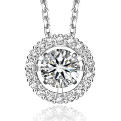 【新品】 [MomentWish] ダンシングストーン ネックレス レディース 0.5カラット モアサナイト ネックレス 揺れる ペンダント シルバー925チェーン ギフトボックス付き 女性人気プレゼント(ラウンド) 0