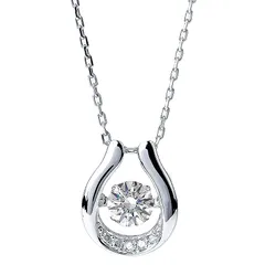 【新品】 PLUSTER ダンシングストーン ネックレス H&C キュービック ジルコニア 一粒 (クロスフォー 本物 馬蹄) 金属アレルギー対応 シルバー925 (ギフト ボックス セット)/ レディース メンズ ジュエリー アクセサリー 誕生日 クリス 0