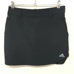 【美品】アディダス スカート 黒 後3ライン 内側インナーパンツ ウエスト一部ゴム レディース M ゴルフウェア adidas