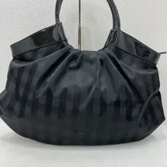 7547 agnes b.  VOYAGE アニエスベーボヤージュ ハンドバッグ　トートバッグ　チェック柄　ギンガムチェック　ブラック　黒　エナメル　ナイロン　レディース　きれいめ　カジュアル　シンプル