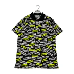 中古 メンズ ジャックバニー Jack Bunny!! 半袖ポロシャツ 6(LL) 黒×白×黄 ブラック 薄手 総柄