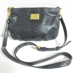 美品 MARC BY MARC JACOBS マークバイマークジェイコブス パイソン型押し レザー ショルダーバッグ ポーチ ポシェット ブラック レディース 古着 中古 USED