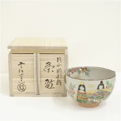 京焼　壱休窯造　乾山桃形雛茶碗（共箱）  茶道 抹茶 おしゃれ 抹茶茶碗 抹茶碗 和食器 レトロ 茶器 骨董 茶わん 茶会 茶の湯 3月 春