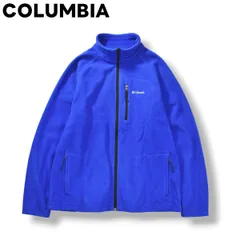 【定番】 コロンビア COLUMBIA フリース ジャケット ジップアップ ジャンパー ラグランスリーブ ロゴ入り XL ブルー アウトドア カジュアル ウェア タウンユース レジャー メンズ