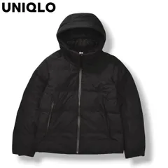 【美品】 ユニクロ UNIQLO シームレス ダウン パーカー 3Dカット 750FP キルティング ウィンド ジャケット ジャンパー ジップアップ  L ブラック タウンユース アウトドア カジュアル ウェア メンズ