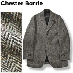 【美品】 日本製 チェスターバリー Chester Barrie 3B ヘリンボーン ツイード ジャケット ネップ入り ノッチドラペル サイドベンツ 総裏地 36 ミックスグレー ブリティッシュ カジュアル ウェア メンズ