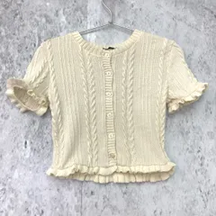 ZARA ザラ ケーブル編み フリル ニット カーディガン オフホワイト □〇