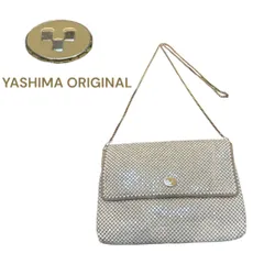 YASHIMA ORIGINAL ショルダーバッグ　パーティーバッグ　クラッチバッグ　斜めがけ　ベージュ　ビジュー　メッシュ