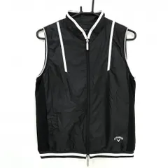 キャロウェイ アウターベスト 黒×白 ロゴ刺しゅう ダブルジップ 裏地メッシュ 薄手 レディース M ゴルフウェア Callaway