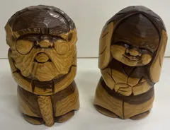 北海道民芸品　木彫り　アイヌ　ニポポ人形　２体セット　民芸品　人形
