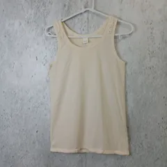 LaLa Stella レディース レース使いタンクトップ ホワイト 白 アイボリー Lサイズ □□