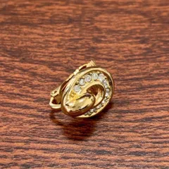 Christian Dior ラインストーン 片耳のみ クリップ式 イヤリング ゴールド クリスチャンディオール