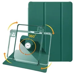 iPad Pro 11 ケース 2023/2022/2021/2020/2018 モデル兼用 PUレザー 360度回転式 磁気吸着 iPad Air 第5 / 4 世代 ケース 透明カバー スタンド 調節可能ハンドバンド ペン収納 軽量 便利 Apple Pe