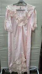 ピンク レイ ロング パジャマ ONE PIECE フリル 装飾