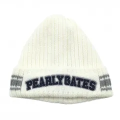 【美品】パーリーゲイツ ニット帽 白×グレー 立体ロゴ  FR   ゴルフウェア 2024年モデル PEARLY GATES