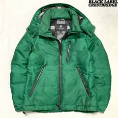 BLACK LABEL CRESTBRIDGE ダウンジャケット フード付 2WAY シャドーチェック CBチェック ノバチェック 三陽商会 Mサイズ グリーン 緑 ブラックレーベルクレストブリッジ