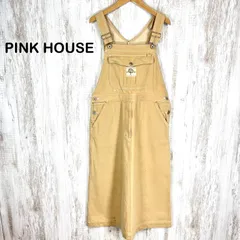 PINK HOUSE ピンクハウス ブーケ ロゴ デニム ロング サロペット オーバーオール ワンピース ベージュ