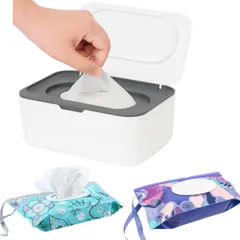 新品 おしりふきディスペンサー 2個付き ポータブル旅行用詰め替えワイプホルダー 再利用可能なおしりふきホルダーボックス 流せるおしりふきケース バスルームのおしりふき容器 ペット保育園 オフィスカウンター ベビーシャワーギフト用 (ホワイトグレー)