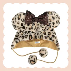 未使用 ディズニー ファンキャップ【ブラウン】ヒョウ柄 ミッキー ふわふわ 東京ディズニーリゾート TDR