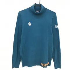 パーリーゲイツ タートルネックセーター ブルー系 背面ロゴ ニット  レディース 2(L) ゴルフウェア PEARLY GATES