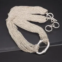 L343 MONET モネ ネックレス 20連 チェーン リング デザイン シルバー コスチュームジュエリー