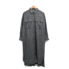 フェリック Feerique シャツ ワンピース 長袖 ロング ウール グレンチェック 2 グレー 灰 /KT32