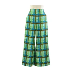 シビラ Sybilla パンツ チェック ワイド サイズ M グリーン 日本製 レディース F-M13785