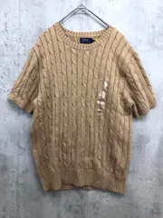 新品 POLO RALPH LAUREN ポロ ラルフローレン WMPOSWENC020798 ケーブル編み 半袖 ニット セーター sizeL(170/96A)/ベージュ ◇■◎レディース