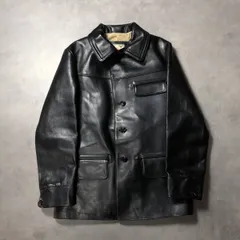 GQ4386◇DryBones : HORSEHIDE レザーハーフコート◇S◇黒 美品 ホースハイド カーコートのサムネイル