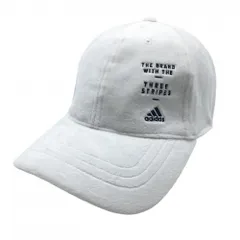 【美品】アディダス キャップ 白×黒 微起毛 ロゴ刺しゅう OSFW(54-57cm)   ゴルフウェア adidas
