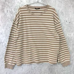 Kastane カスタネ ボーダー ロングスリーブ Tシャツ ホワイト モカ Fサイズ 〇◇