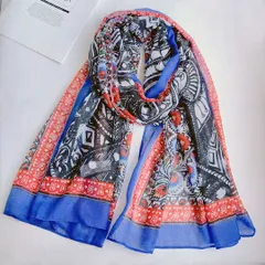 大判ストール ステンドグラス風 レディース スカーフ 薄手 軽量 春夏 UVカット 紫外線対策 日焼け防止 冷房対策 羽織り レトロ柄 きれいめ フェミニン 上品 通勤コーデ 旅行 リゾート 母の日ギフト プレゼント 送料無料 即購入OK