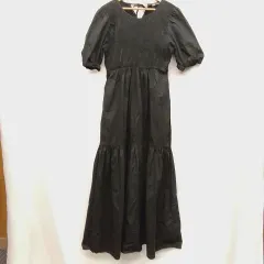 ZARA ザラ ポプリンパネルミディワンピース ブラック L ○◇☆