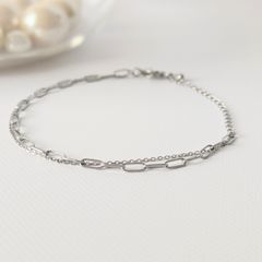 4℃ ヨンドシー □ ダブルチェーン ブレスレット 925 スターリング 