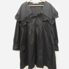 ZARA ザラ　フリルカラーシャツワンピース ブラック USA S（M相当） ○◇