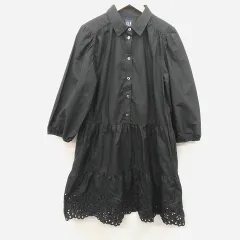 GAP ギャップ 袖コンシャスシャツワンピース ブラック S ○◇☆
