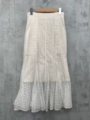 ME&ME COUTURE ミーアンドミー クチュール フラワー シアー レース フレア マーメイド スカート size0/アイボリー ■■ レディース