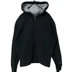 フルジップ パーカー 無地 シンプル 単色 ワンポイント チャンピオン S ブラック 黒 スウェット レディース ユニセックス メンズ 古着 長袖