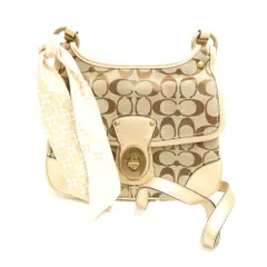 美品 COACH コーチ F10567 ショルダーバッグ ターンロック シグネチャー レディース AO3552 