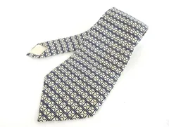 HERMES エルメス ネクタイ ホワイトｘネイビー メンズファッション 総柄 シルク100% フランス製  rk9511