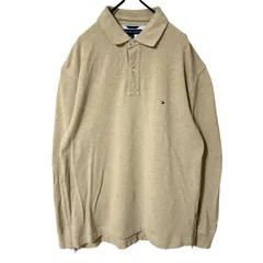 ベージュ ワンポイント 無地 シンプル 単色 トミーヒルフィガー L ポロシャツ レディース ユニセックス メンズ 古着 長袖