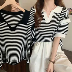ポロシャツ レディース 半袖 ボーダー (T)